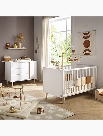 Habitación convertible Paloma, cama convertible 140x70 y cambiador de 3 cajones y 1 - SAUTHON