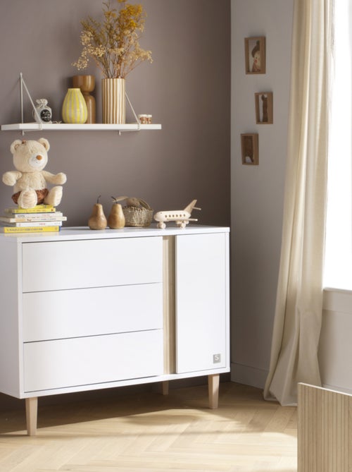 Habitación convertible Paloma, cama convertible 140x70 y cambiador de 3 cajones y 1 - SAUTHON - Kiabi