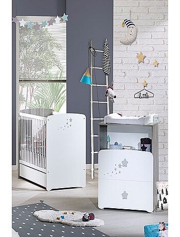 Habitación doble con cama, cómoda y hornacina de madera - BABYPRICE