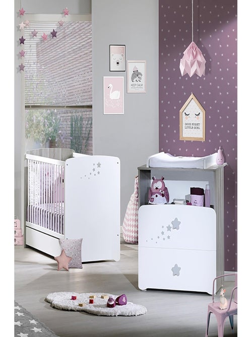 Habitación doble con cama, cómoda y hornacina de madera - BABYPRICE - Kiabi