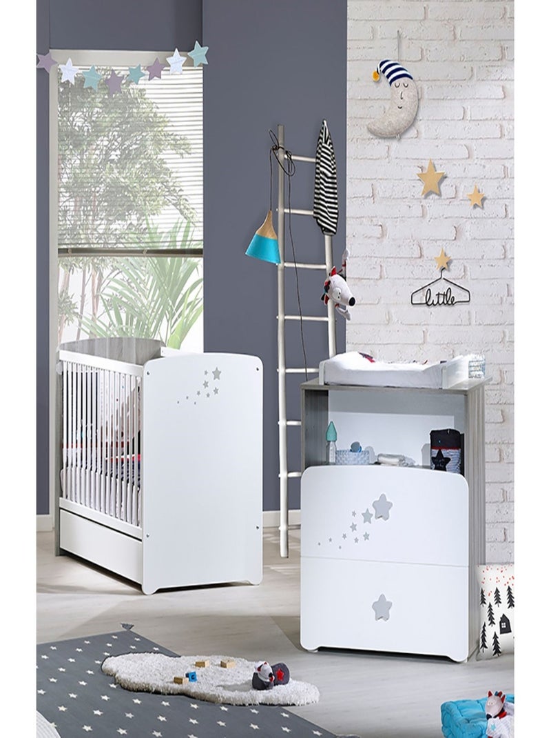 Habitación doble con cama, cómoda y hornacina de madera - BABYPRICE Blanco - Kiabi