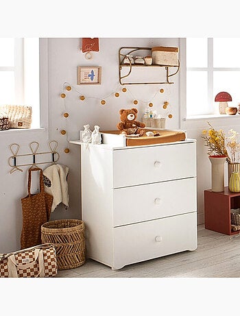 Habitación completa para bebé Basic, cama de 120 x 60 con barandillas, cómoda con - BABYPRICE