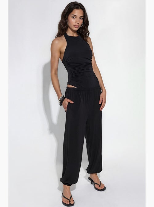 Halter neck fitted bodysuit with draped detail hiccup - Kiabi Halter neck fitted bodysuit with draped detail hiccup - Kiabi