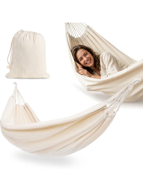 Hamaca colgante boho con funda de transporte ligera 200 x 150 cm - Kiabi