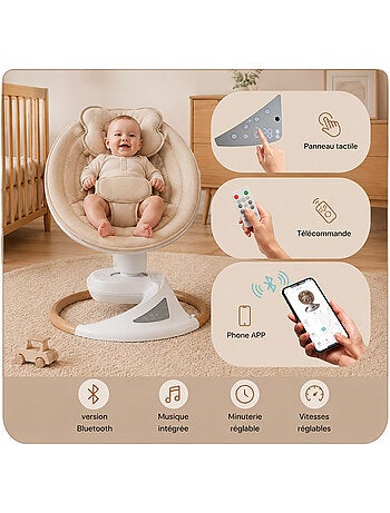 Hamaca / columpio eléctrico para bebé Emy de BEBE2LUXE Balanceo natural Beige