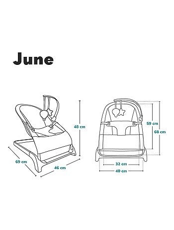 Hamaca para bebé LIONELO June Air - Movimiento de balanceo natural - Ligera - Plegado plano
