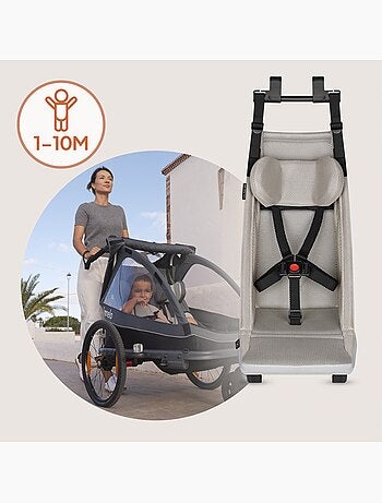 Hamaca para remolque de bicicleta LIONELO Cama– De 1 a 10 meses– Tapicería ventilada y reposacabezas