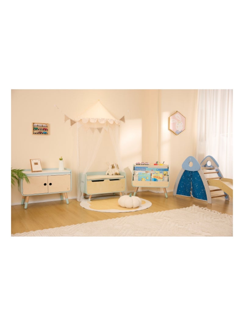 HAPE - Caja de juguetes/Banco de madera 2 en 1 PLAY FURNITURE Azul beige - Kiabi