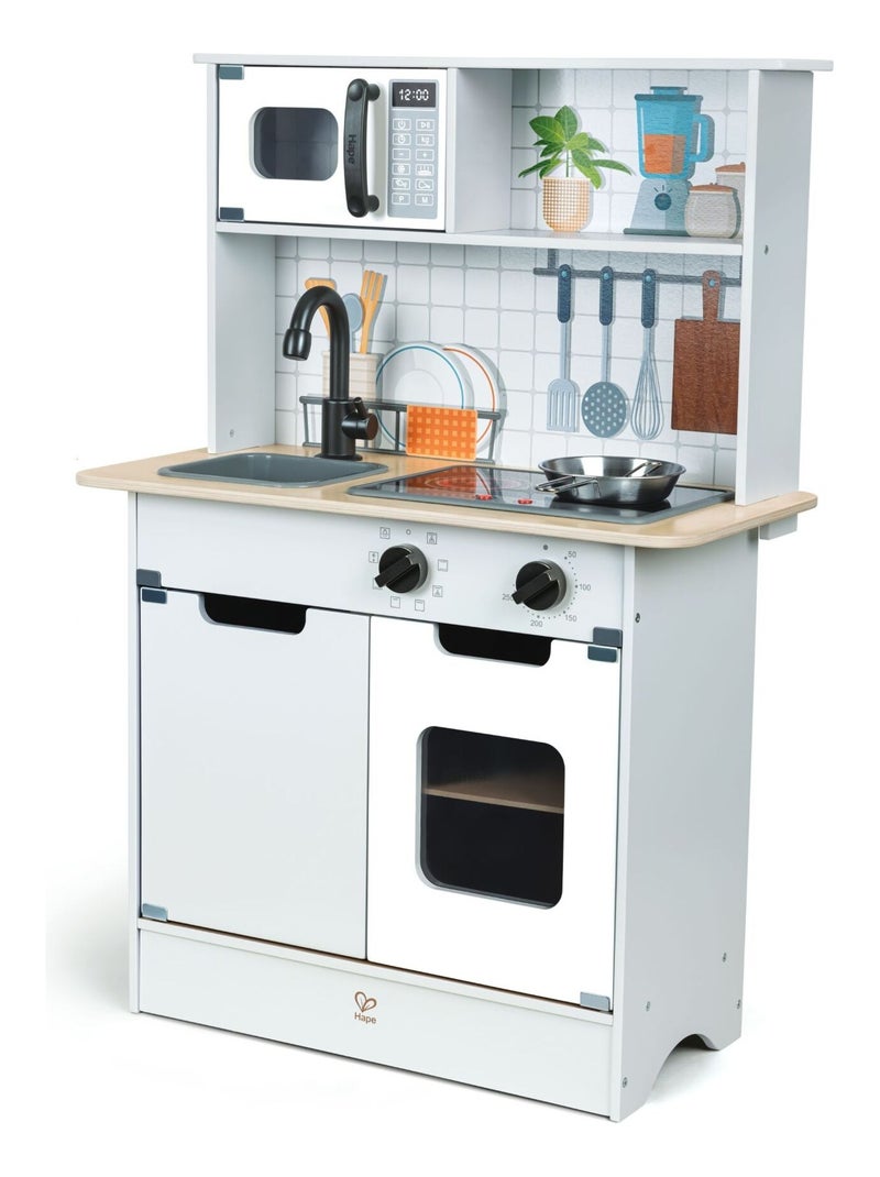 HAPE - Cocina infantil interactiva de madera - 60 x 91,8 x 30 cm - A partir de 3 años Gris - Kiabi