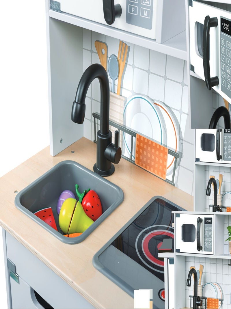 HAPE - Cocina infantil interactiva de madera - 60 x 91,8 x 30 cm - A partir de 3 años Gris - Kiabi