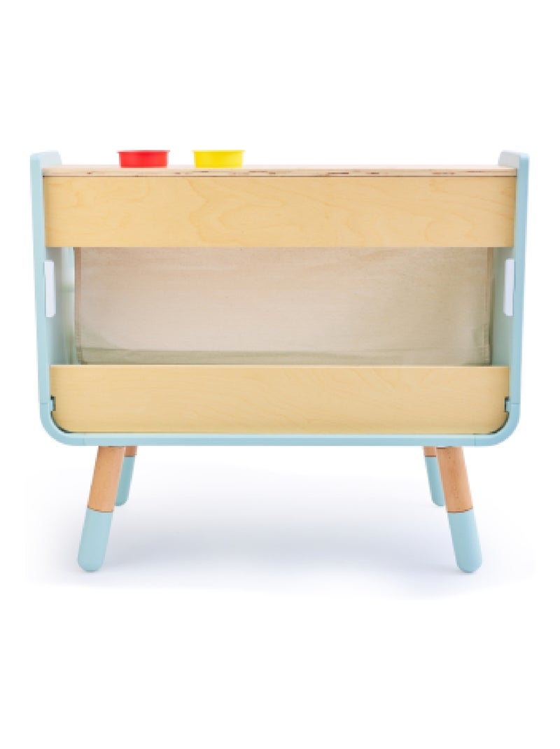 HAPE - Estantería/tablero de dibujo de madera 2 en 1 PLAY FURNITURE Azul beige - Kiabi