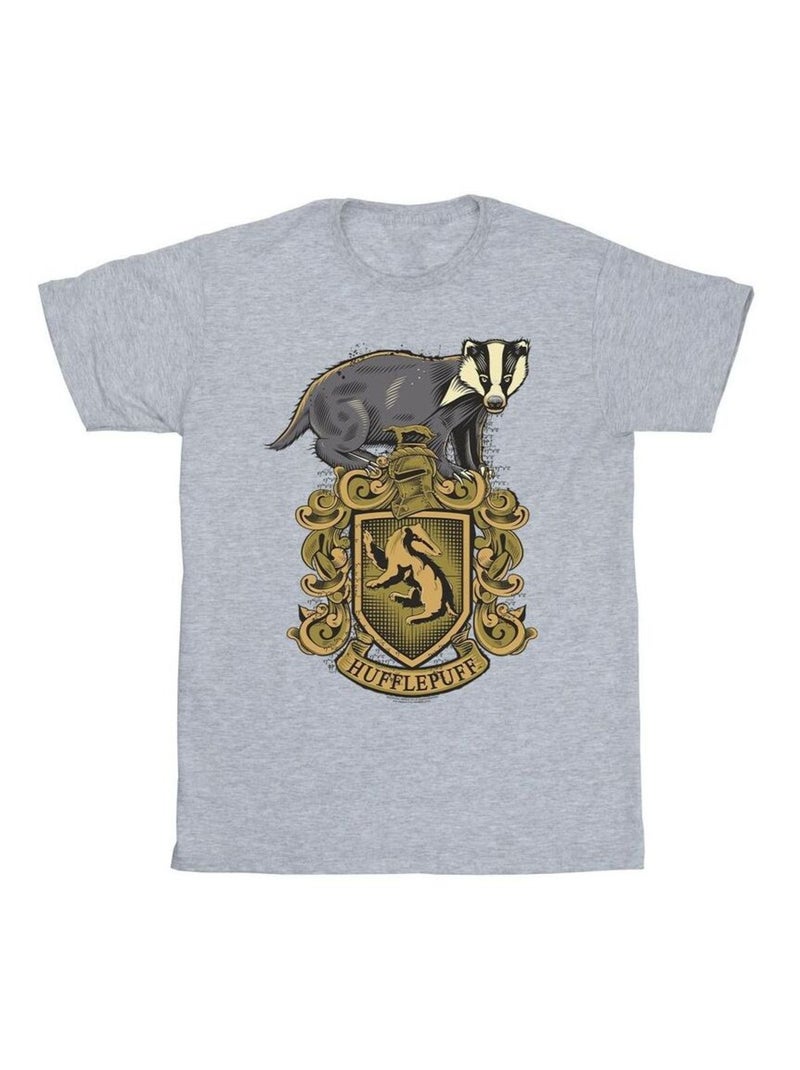 Harry Potter - Camiseta Hufflepuff Escudo para Hombre Gris jaspeado - Kiabi