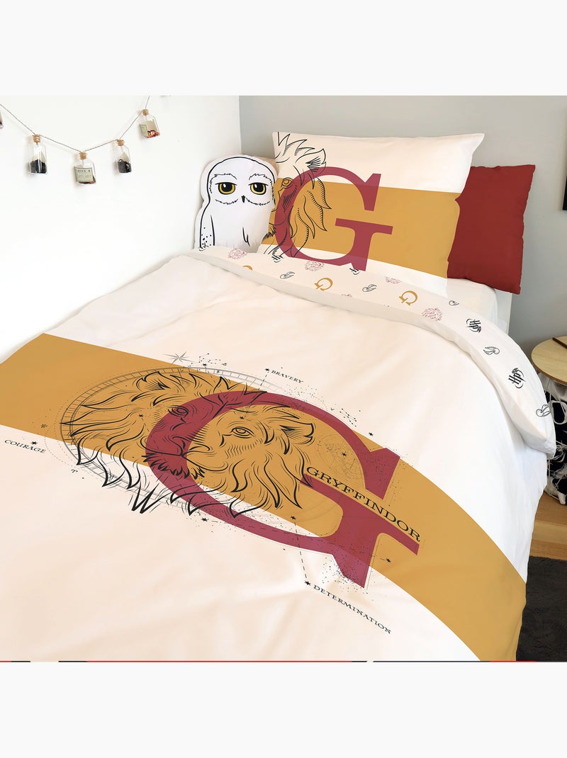 Harry Potter - Juego de sábanas infantil 100% algodón Gryffindor León - Funda nórdica 140x200 cm Blanco - Kiabi