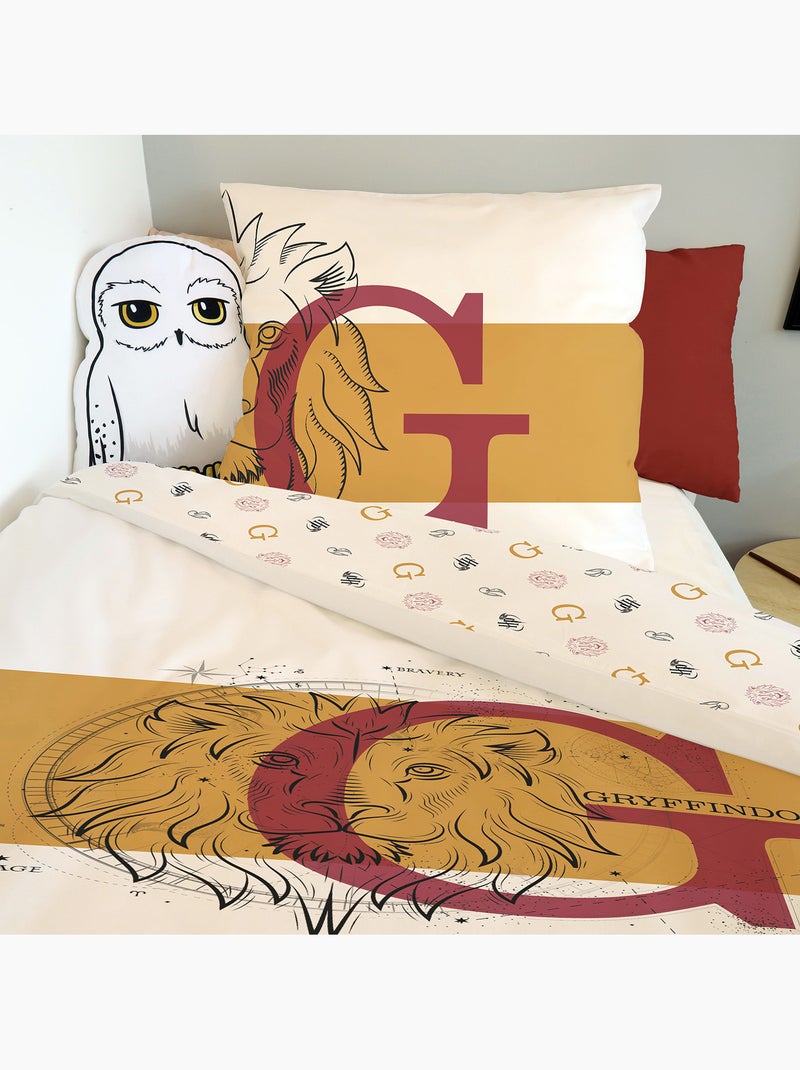 Harry Potter - Juego de sábanas infantil 100% algodón Gryffindor León - Funda nórdica 140x200 cm Blanco - Kiabi