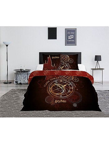 Harry Potter, juego de sábanas doble estampado reversible policotón, CLOCK TOWER