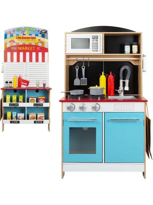 Heladería con cocinita de madera 2 en 1 WOOMAX - Kiabi Heladería con cocinita de madera 2 en 1 WOOMAX - Kiabi