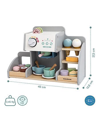 Heladería de madera 2 en 1 con cafetera y accesorios - más de 70 piezas infantiles
