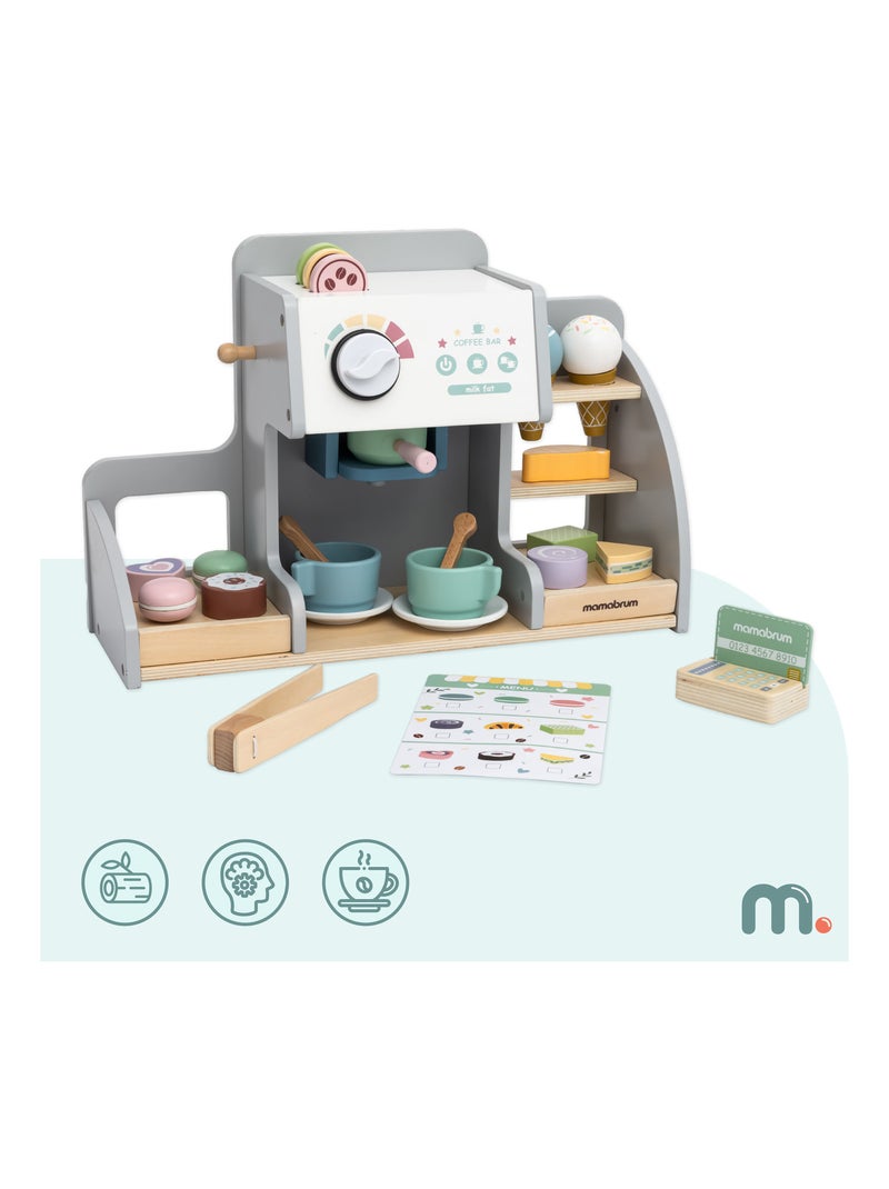 Heladería de madera 2 en 1 con cafetera y accesorios - más de 70 piezas infantiles N/D - Kiabi