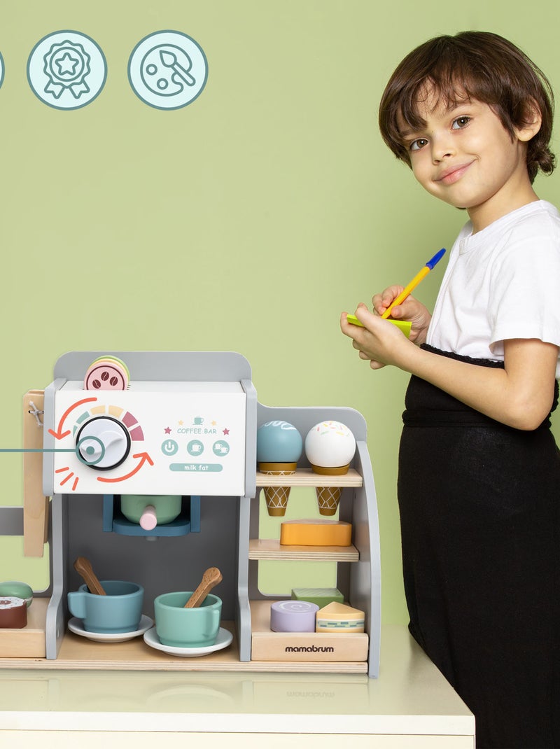 Heladería de madera 2 en 1 con cafetera y accesorios - más de 70 piezas infantiles N/D - Kiabi