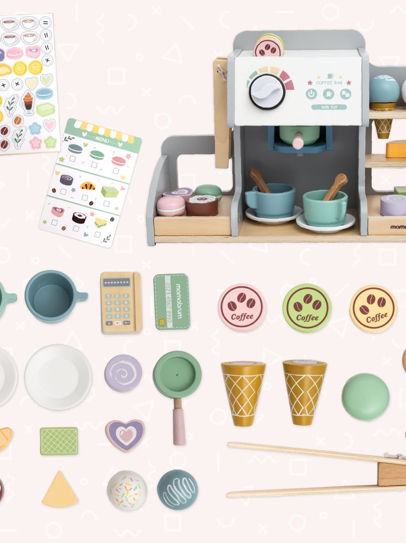 Heladería de madera 2 en 1 con cafetera y accesorios - más de 70 piezas infantiles N/D - Kiabi