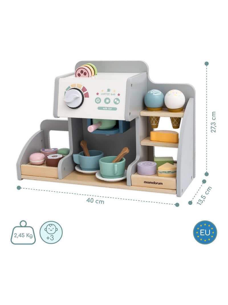 Heladería de madera 2 en 1 con cafetera y accesorios - más de 70 piezas infantiles N/D - Kiabi