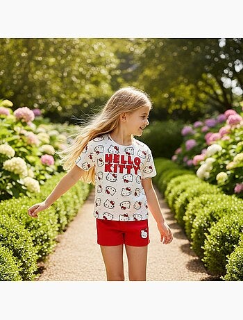 Hello Kitty - Conjunto de camiseta y short para niña
