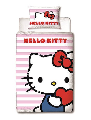 Hello Kitty, juego de sabanas infantil reversible, gatito adorable, funda nórdica 140x200 cm