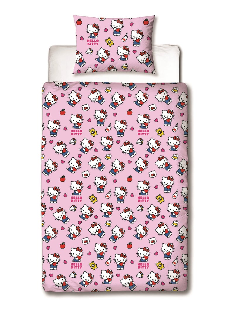 Hello Kitty, juego de sabanas infantil reversible, gatito adorable, funda nórdica 140x200 cm Rosa - Kiabi