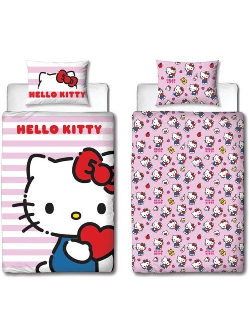 Hello Kitty, juego de sabanas infantil reversible, gatito adorable, funda n?rdica 140x200 cm - Kiabi Hello Kitty, juego de sabanas infantil reversible, gatito adorable, funda n?rdica 140x200 cm - Kiabi