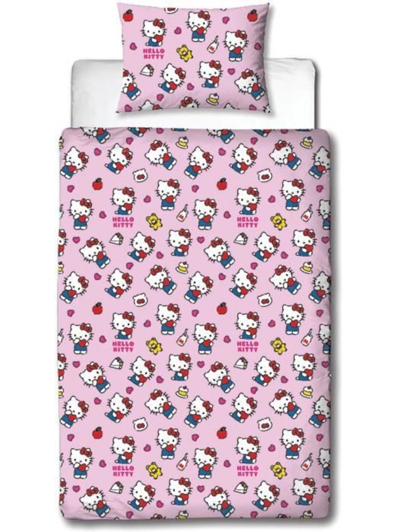 Hello Kitty, juego de sabanas infantil reversible, gatito adorable, funda n?rdica 140x200 cm Rosa - Kiabi