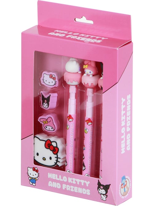 Hello Kitty Mix Pack de 3 Lápices Eternal + 3 Gomas + Sacapuntas, Rosa - Kiabi Hello Kitty Mix Pack de 3 Lápices Eternal + 3 Gomas + Sacapuntas, Rosa - Kiabi
