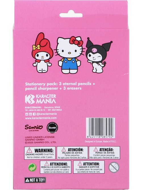 Hello Kitty Mix Pack de 3 Lápices Eternal + 3 Gomas + Sacapuntas, Rosa - Kiabi Hello Kitty Mix Pack de 3 Lápices Eternal + 3 Gomas + Sacapuntas, Rosa - Kiabi