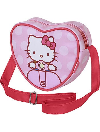 Hello Kitty Moto Bolso Bandolera Corazón Casual, Rosa