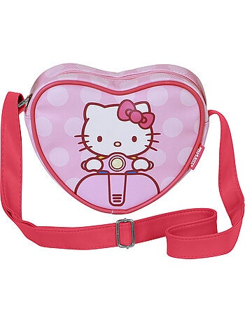 Hello Kitty Moto Bolso Bandolera Corazón Casual, Rosa