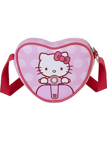 Hello Kitty Moto Bolso Bandolera Corazón Casual, Rosa