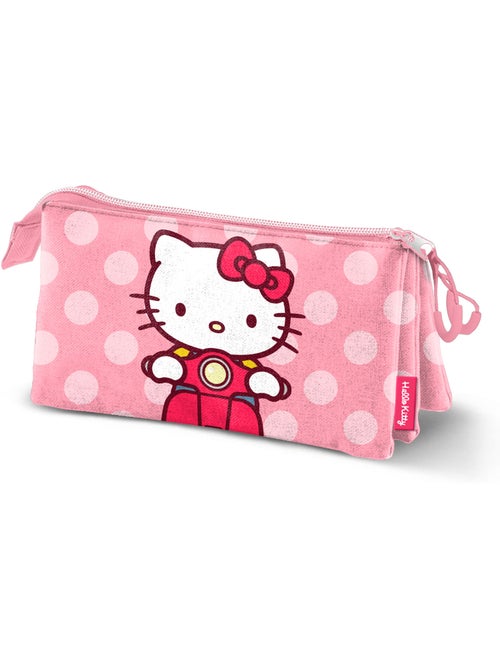 Hello Kitty Moto Estuche Portatodo Triple, Rosa - Kiabi Hello Kitty Moto Estuche Portatodo Triple, Rosa - Kiabi