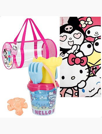 Hello kitty set cubo playa con accesorios toalla y bolsa