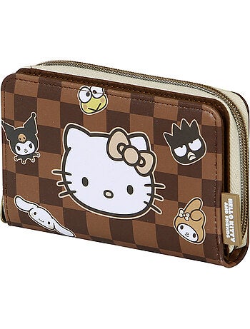 Hello kitty squares billetero, marrón