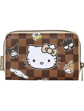 Hello kitty squares billetero, marrón