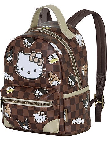 Hello Kitty Squares Mochila Heady Pequeña, Marrón