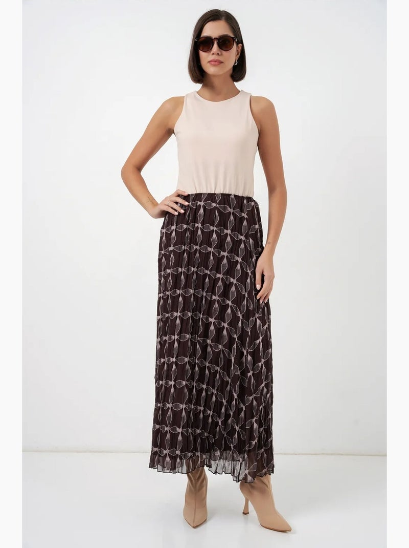 High waist geometric maxi skirt bdart Marrón chocolate - Kiabi
