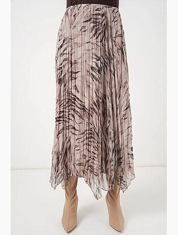 High waist plaid maxi skirt with slit bdart