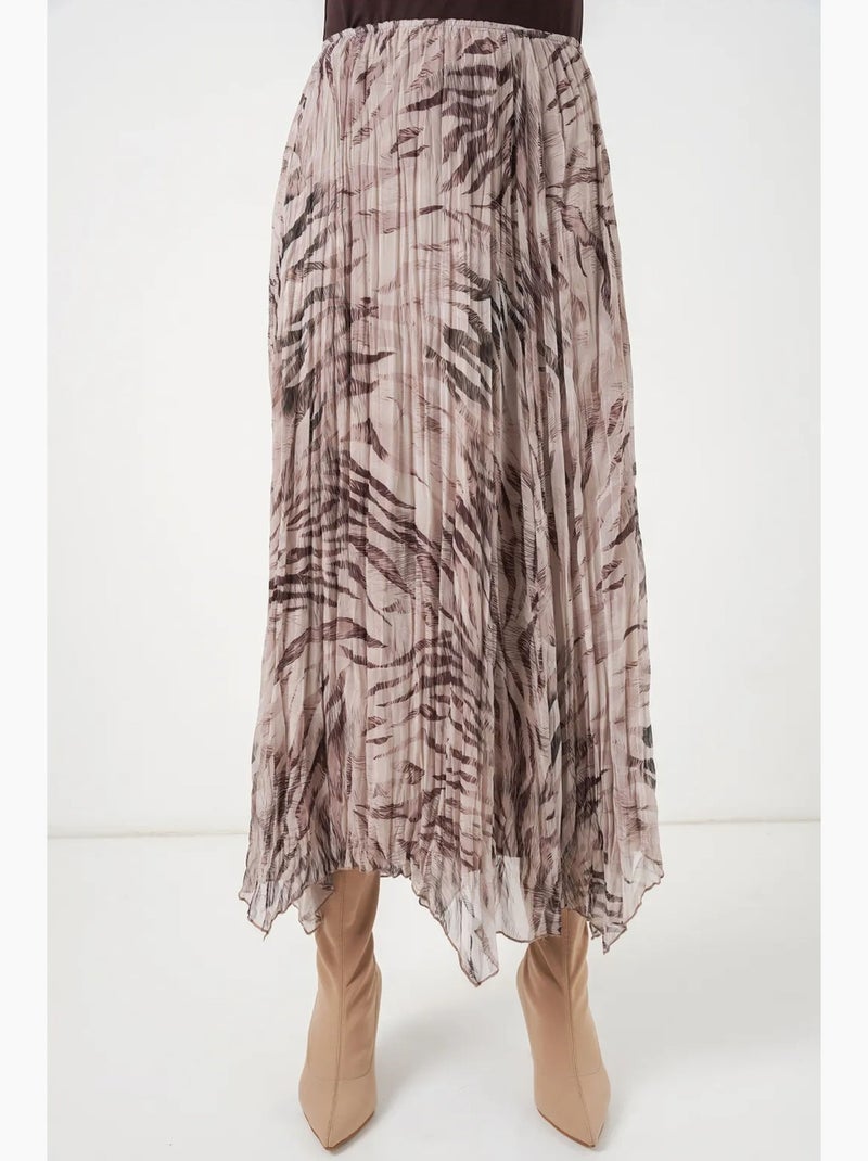 High waist plaid maxi skirt with slit bdart Rosa pálido - Kiabi