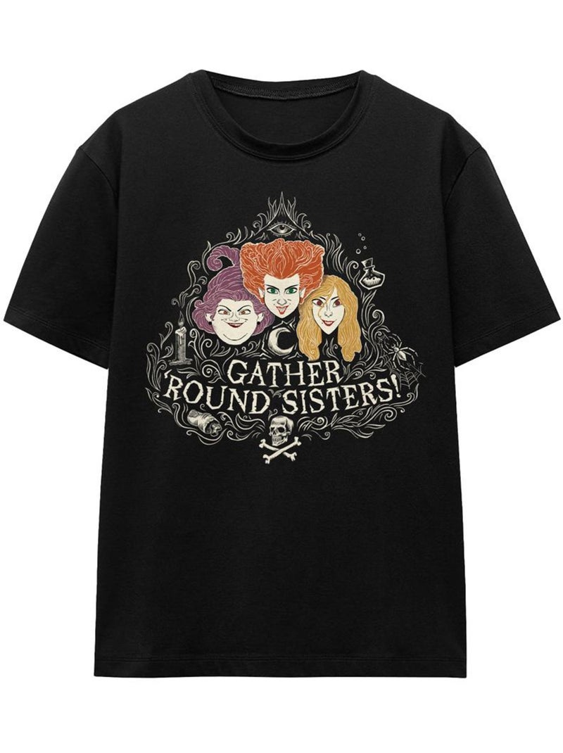 Hocus Pocus - Camiseta Gather Round Sisters de Hermanas Sanderson para Adultos Unisex Negro - Kiabi