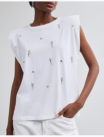 Hombreras de camiseta con purpurina, mo fashion