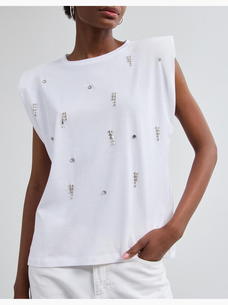 Hombreras de camiseta con purpurina, mo fashion Blanco - Kiabi