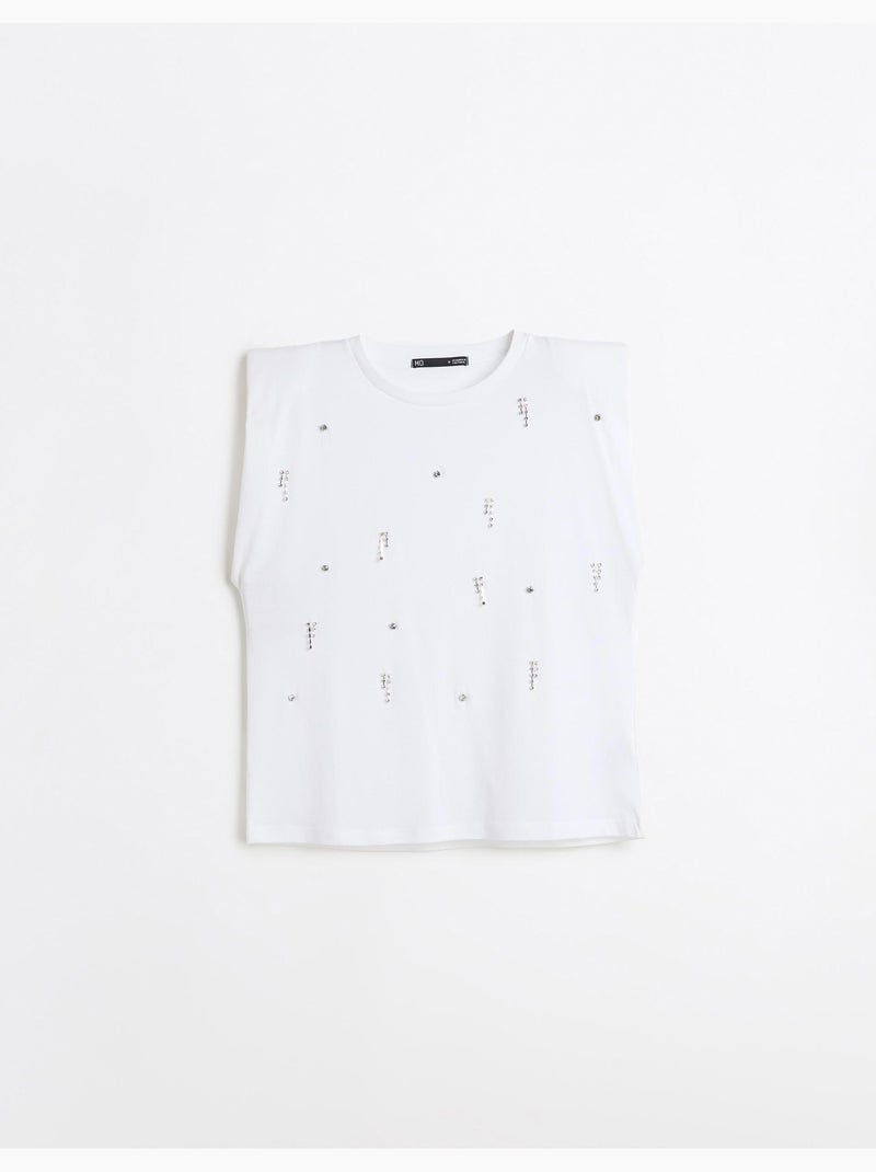 Hombreras de camiseta con purpurina, mo fashion Blanco - Kiabi