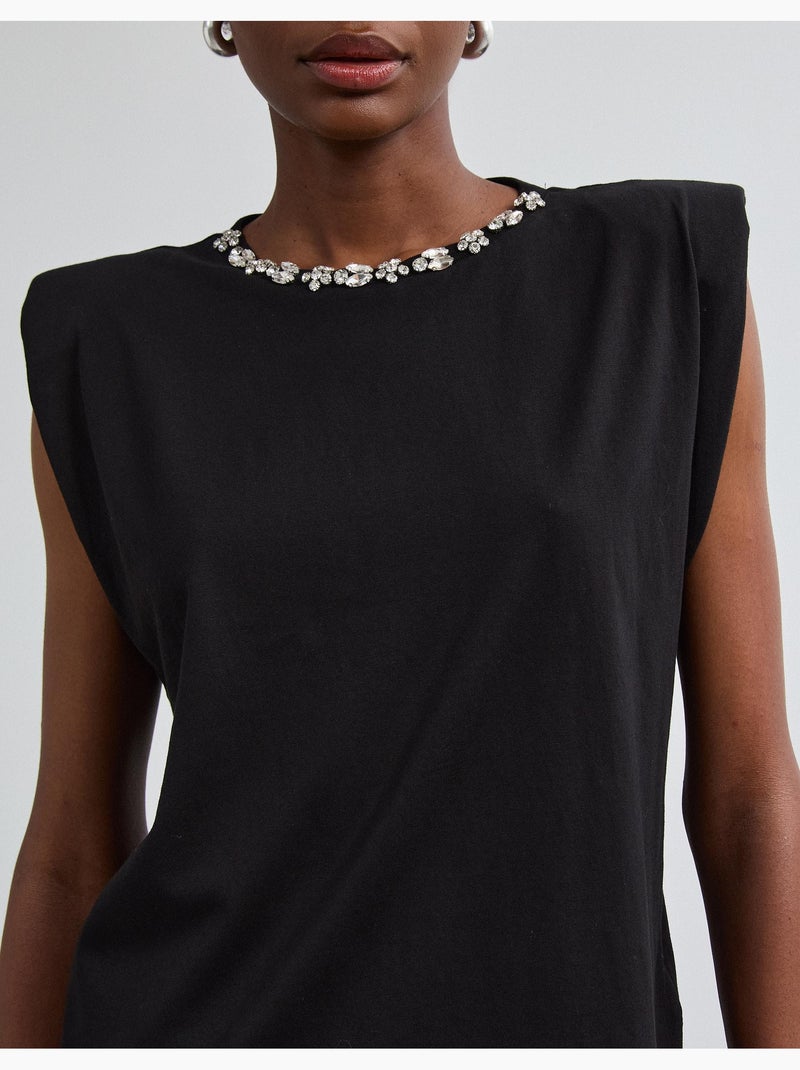 Hombreras de camiseta con purpurina, mo fashion Negro - Kiabi