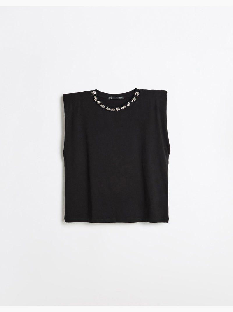 Hombreras de camiseta con purpurina, mo fashion Negro - Kiabi
