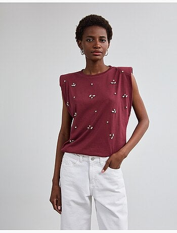 Hombreras de camiseta con purpurina, mo fashion